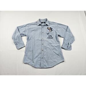 Daffy Duck Denim Shirt, Embroidered Warner Brothers Sz S 1990s